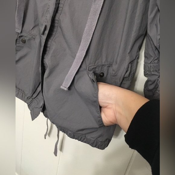 Gray Fully Button Up Jacket Cover w/Drawstring Cinch Detailing - Picture 5 of 6